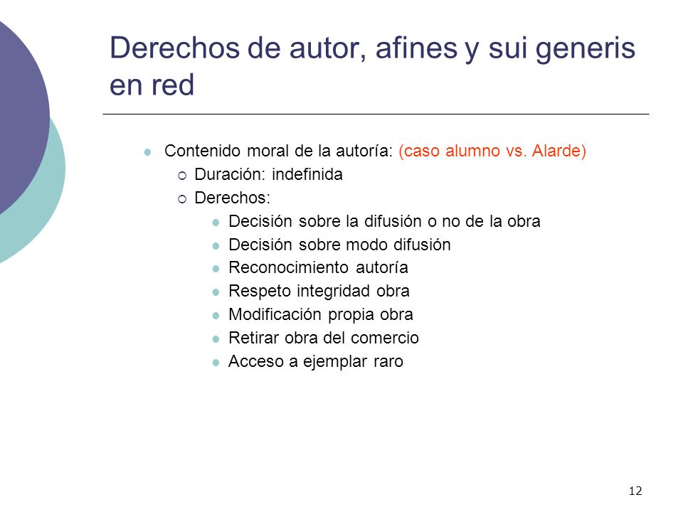 Derechos de autor, afines y sui generis en red