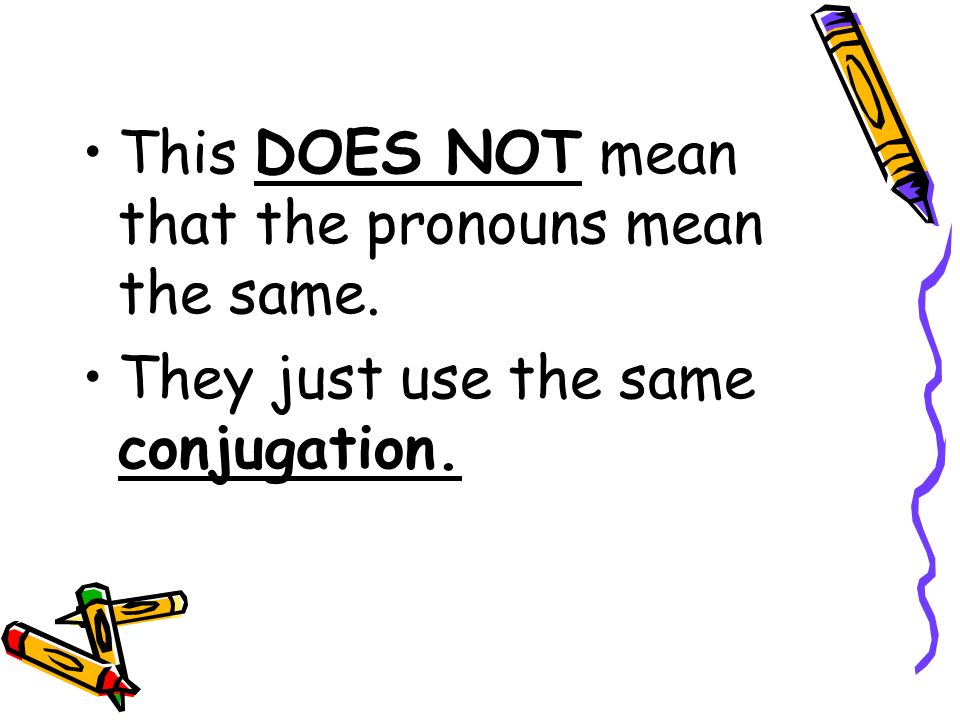 This DOES NOT mean that the pronouns mean the same.