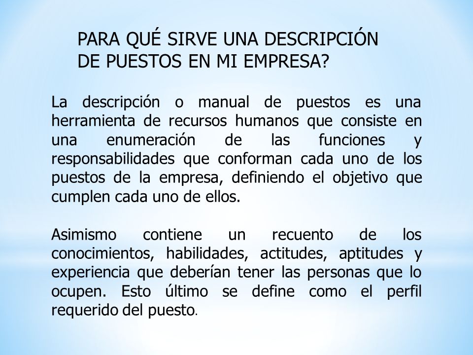PARA QUÉ SIRVE UNA DESCRIPCIÓN DE PUESTOS EN MI EMPRESA