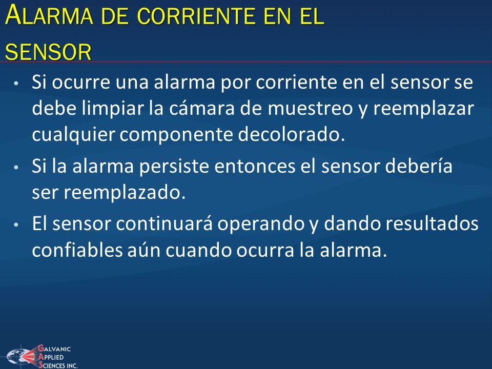 Alarma de corriente en el sensor