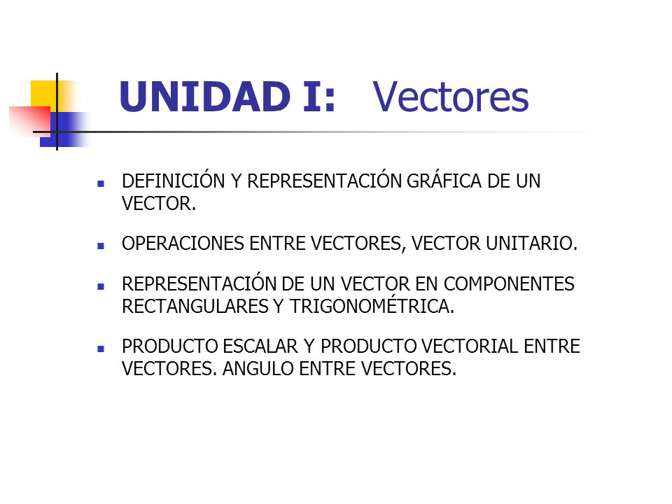 UNIDAD I: Vectores Definición y representación gráfica de un vector.