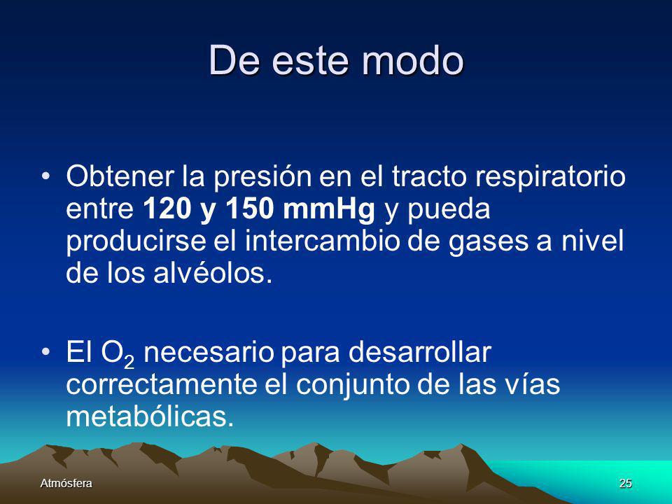 De este modo Obtener la presión en el tracto respiratorio entre 120 y 150 mmHg y pueda producirse el intercambio de gases a nivel de los alvéolos.