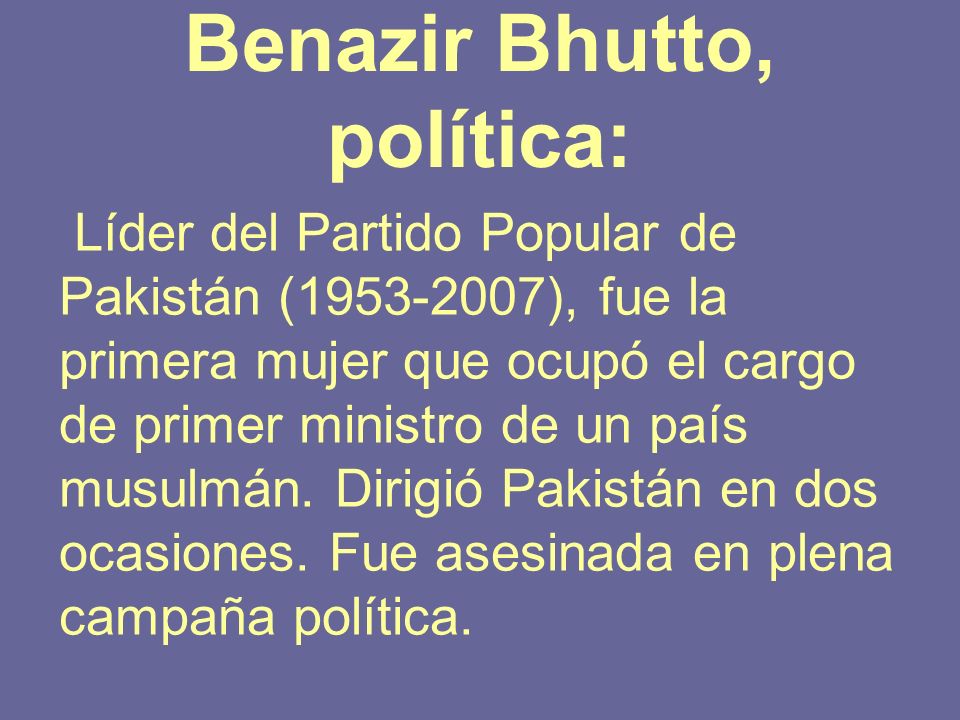 Benazir Bhutto, política: