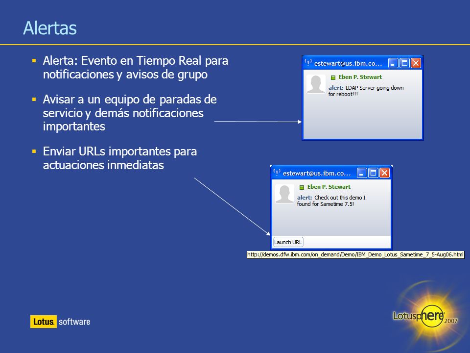 Alertas Alerta: Evento en Tiempo Real para notificaciones y avisos de grupo.