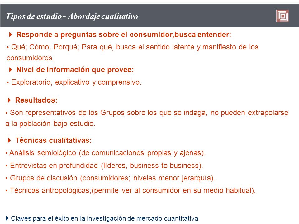 Tipos de estudio - Abordaje cualitativo