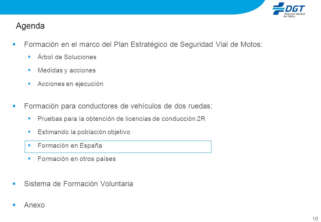 Agenda Formación en el marco del Plan Estratégico de Seguridad Vial de Motos: Árbol de Soluciones.