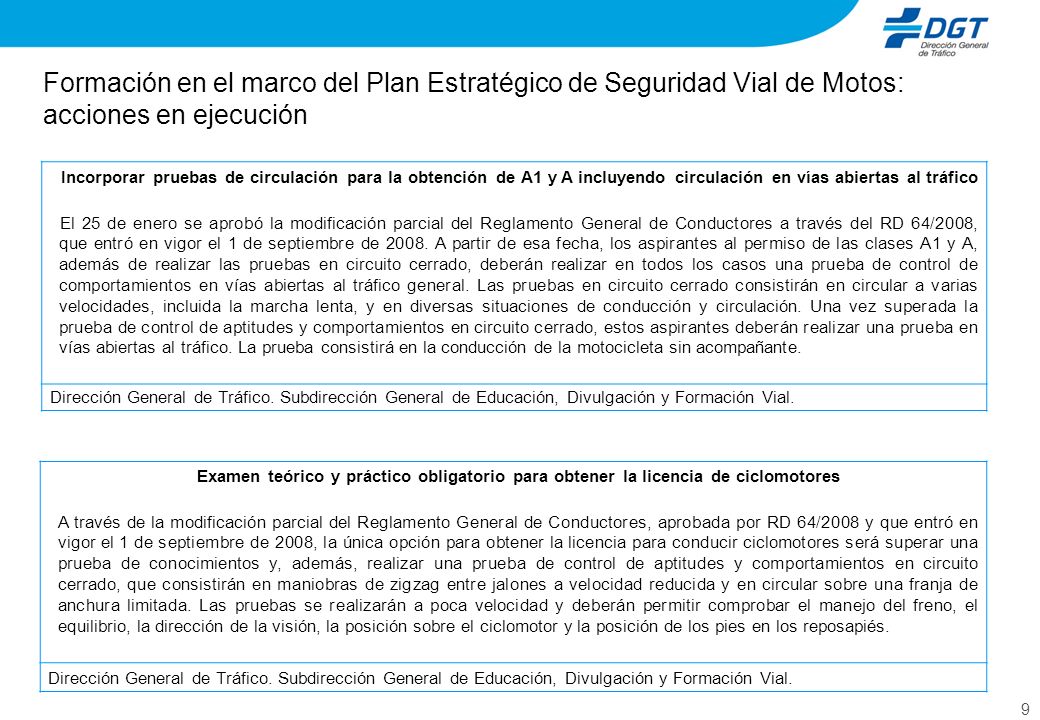 Formación en el marco del Plan Estratégico de Seguridad Vial de Motos: acciones en ejecución