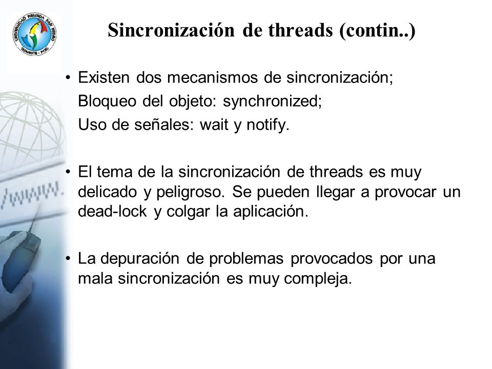 Sincronización de threads (contin..)