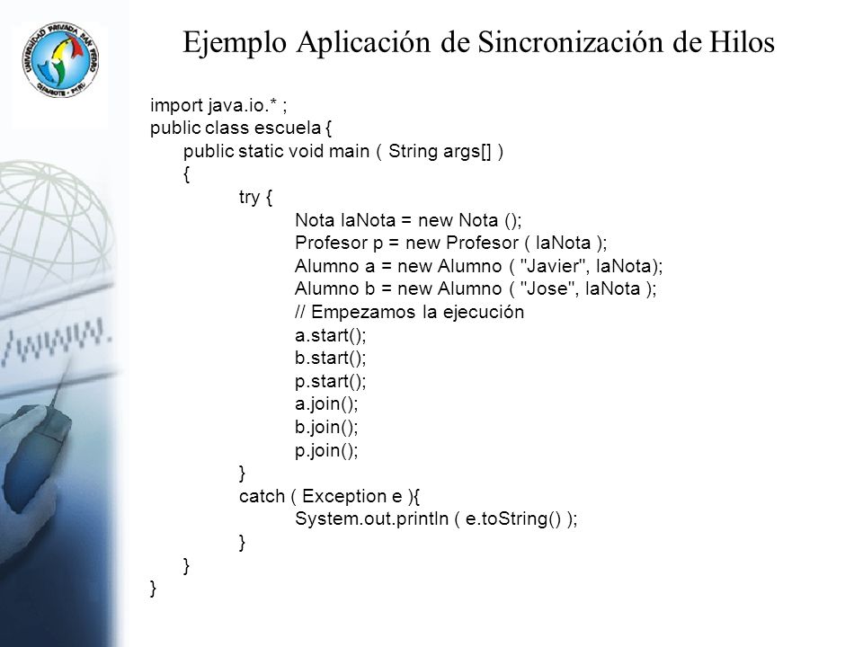 Ejemplo Aplicación de Sincronización de Hilos