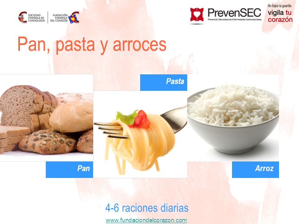Pan, pasta y arroces Pasta Pan Arroz 4-6 raciones diarias