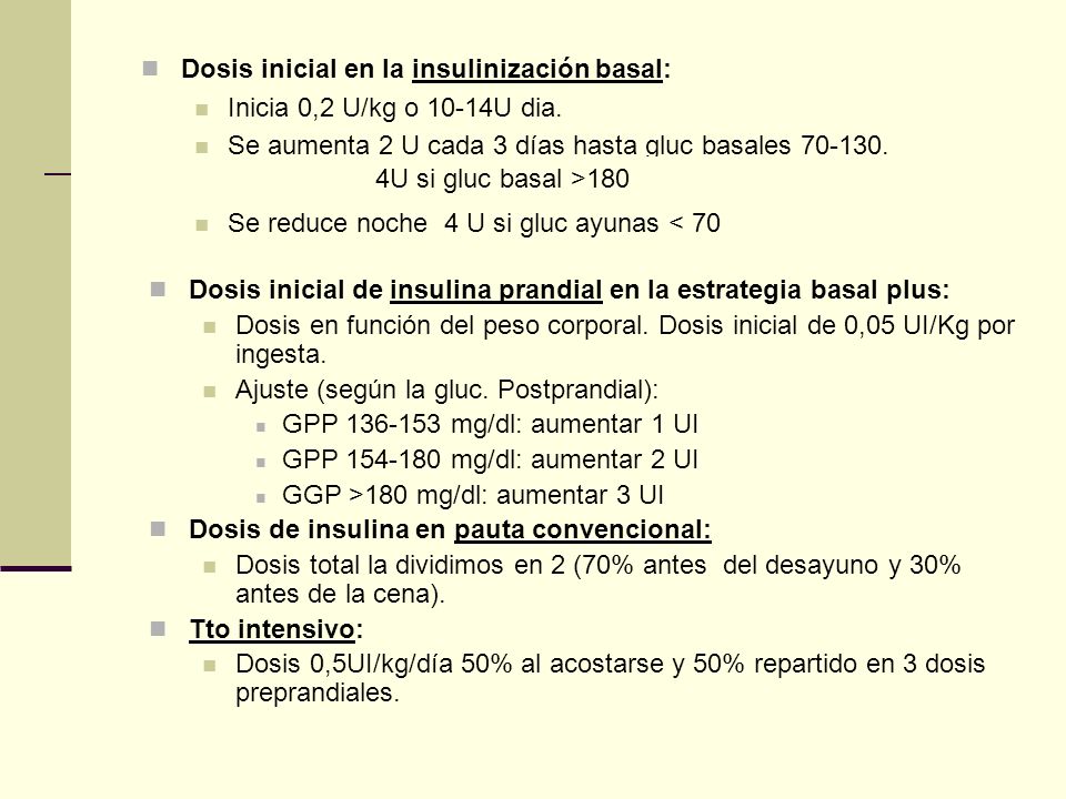 Dosis inicial en la insulinización basal: