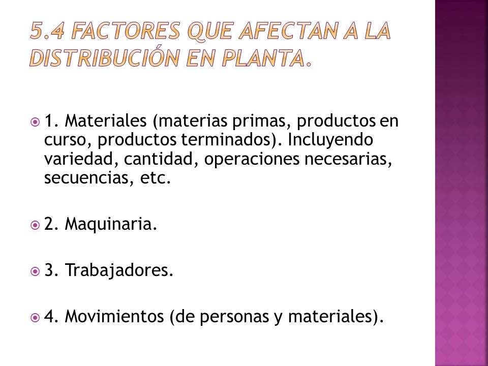 5.4 Factores que afectan a la distribución en planta.