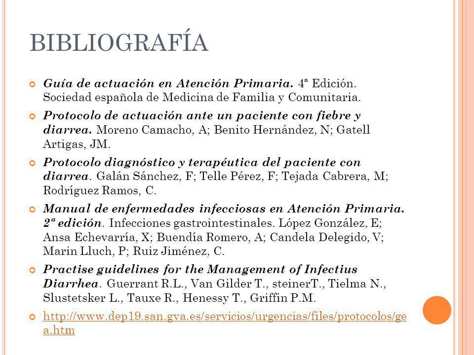 bibliografía Guía de actuación en Atención Primaria. 4ª Edición. Sociedad española de Medicina de Familia y Comunitaria.
