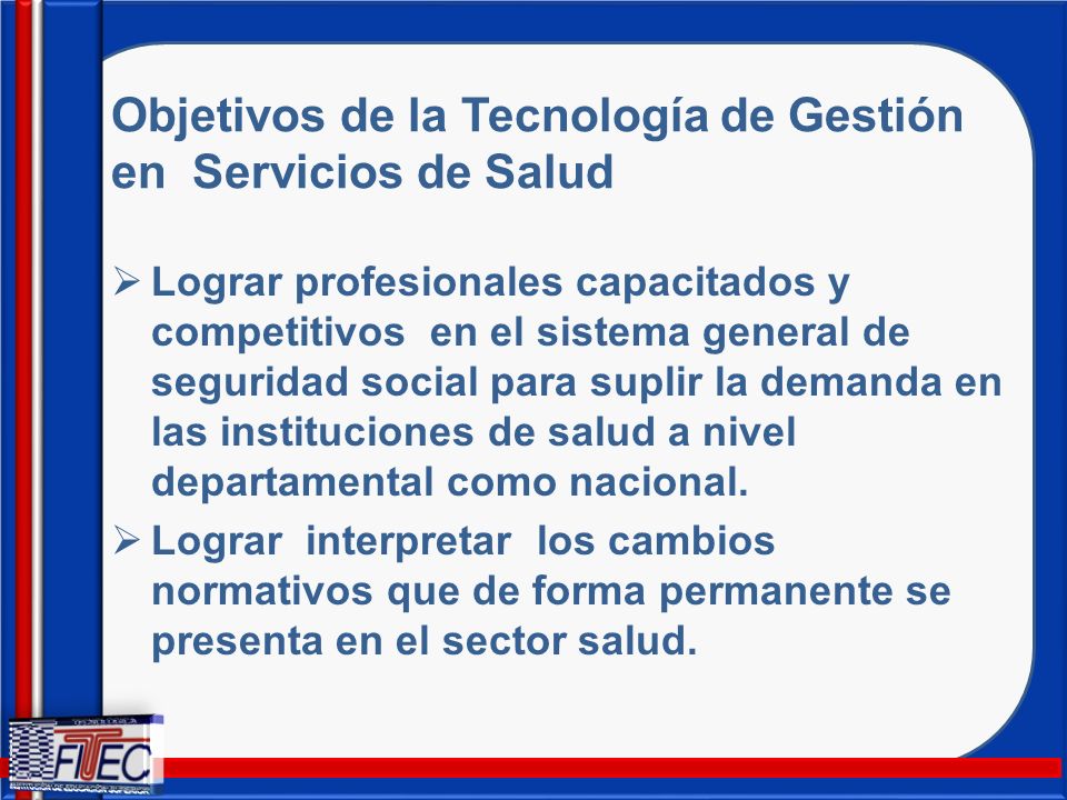 Objetivos de la Tecnología de Gestión en Servicios de Salud