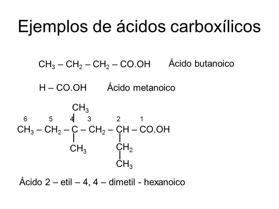 Ejemplos de ácidos carboxílicos