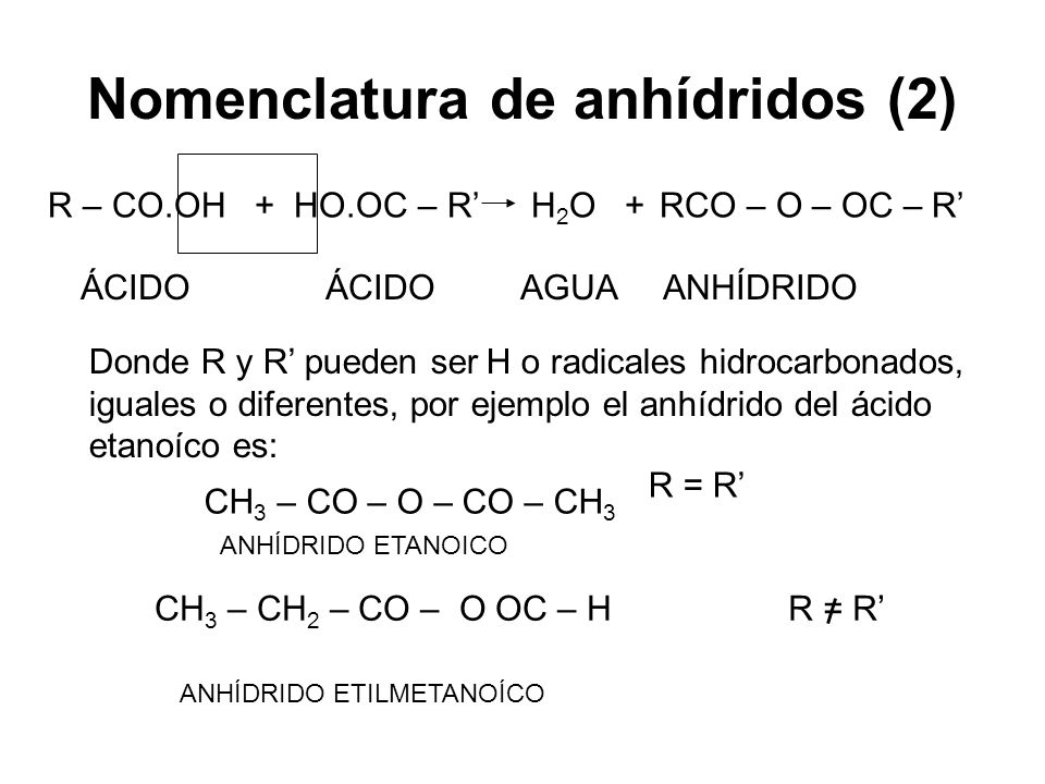 Nomenclatura de anhídridos (2)