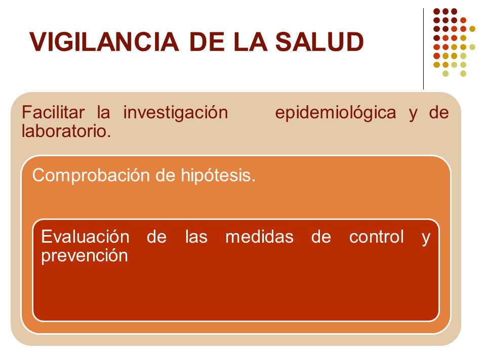 VIGILANCIA DE LA SALUD Facilitar la investigación epidemiológica y de laboratorio. Comprobación de hipótesis.