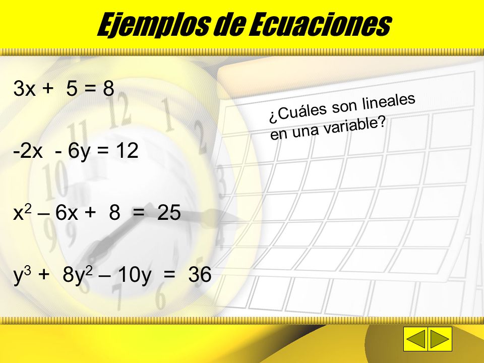 Ejemplos de Ecuaciones