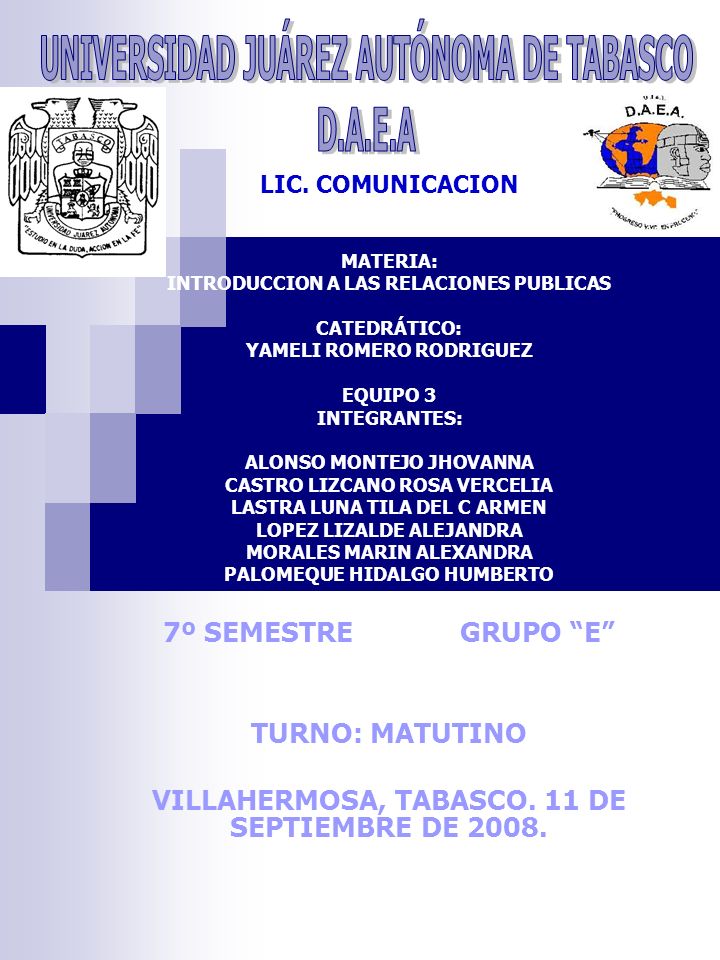 UNIVERSIDAD JUÁREZ AUTÓNOMA DE TABASCO D.A.E.A