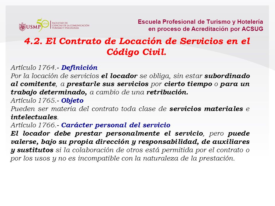 4.2. El Contrato de Locación de Servicios en el Código Civil.