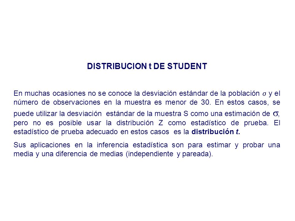 DISTRIBUCION t DE STUDENT