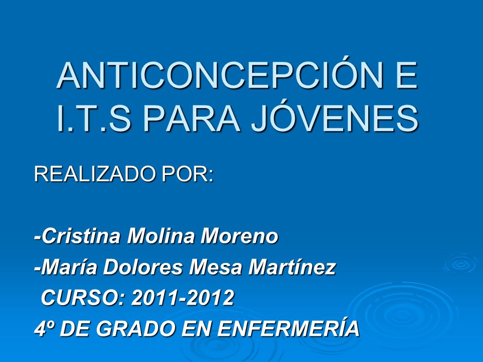 ANTICONCEPCIÓN E I.T.S PARA JÓVENES