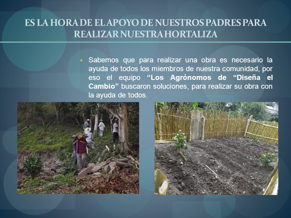 ES LA HORA DE EL APOYO DE NUESTROS PADRES PARA REALIZAR NUESTRA HORTALIZA