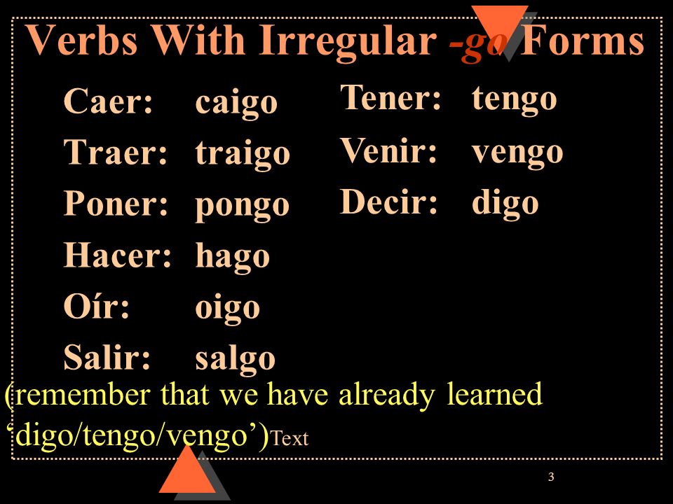 Verbs With Irregular -go Forms