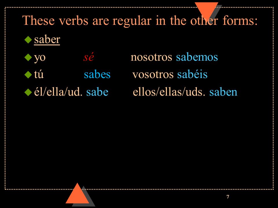 These verbs are regular in the other forms: