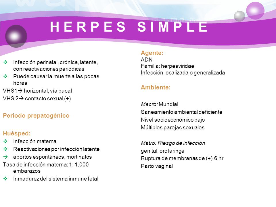 H E R P E S S I M P L E Agente: Ambiente: Periodo prepatogénico