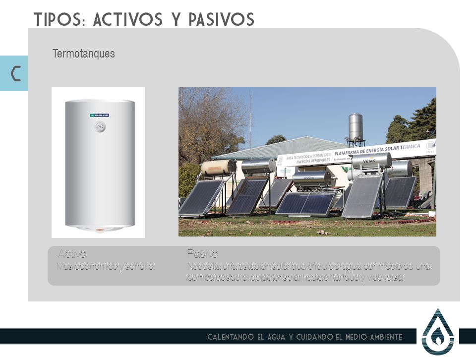 C TIPOS: ACTIVOS Y PASIVOS Termotanques Activo Pasivo