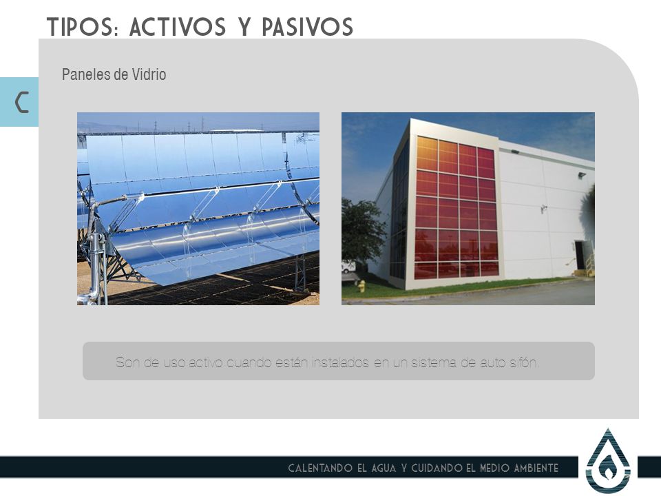 C TIPOS: ACTIVOS Y PASIVOS Paneles de Vidrio