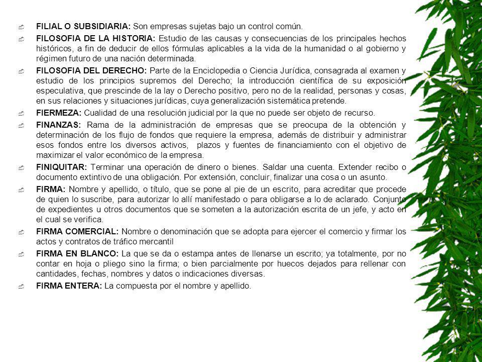 FILIAL O SUBSIDIARIA: Son empresas sujetas bajo un control común.