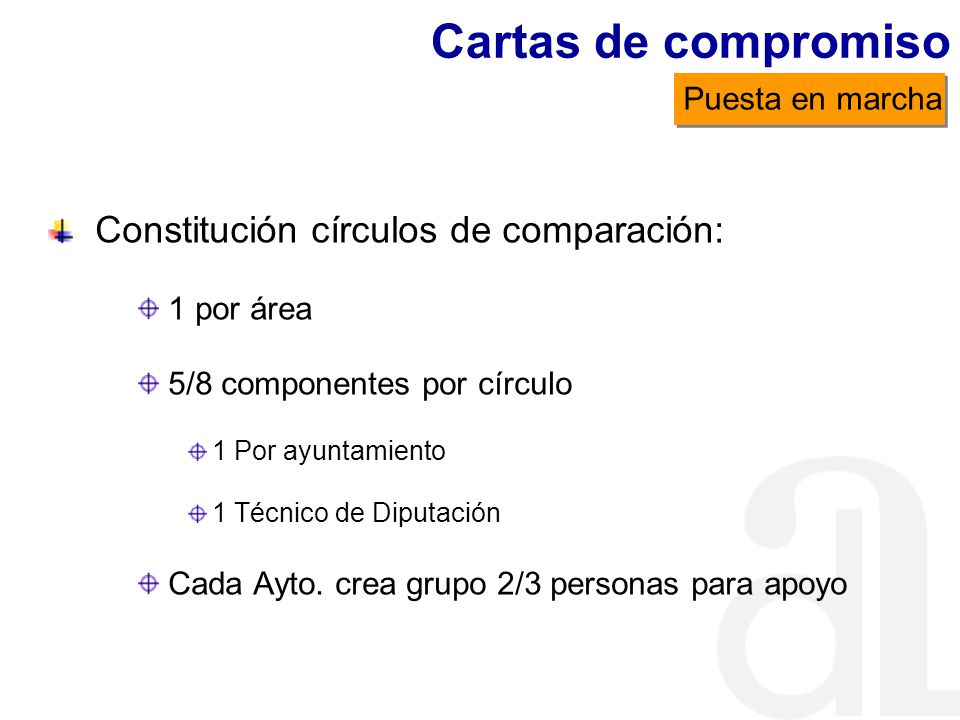 Cartas de compromiso Constitución círculos de comparación: