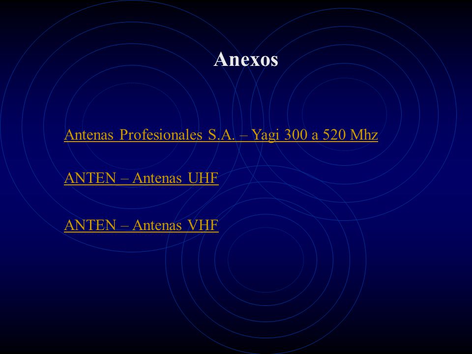 Anexos Antenas Profesionales S.A. – Yagi 300 a 520 Mhz