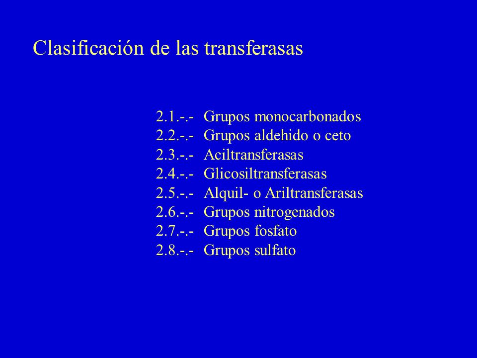 Clasificación de las transferasas