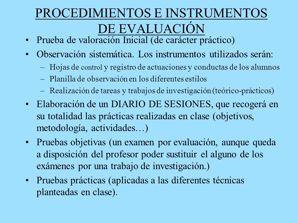 PROCEDIMIENTOS E INSTRUMENTOS DE EVALUACIÓN