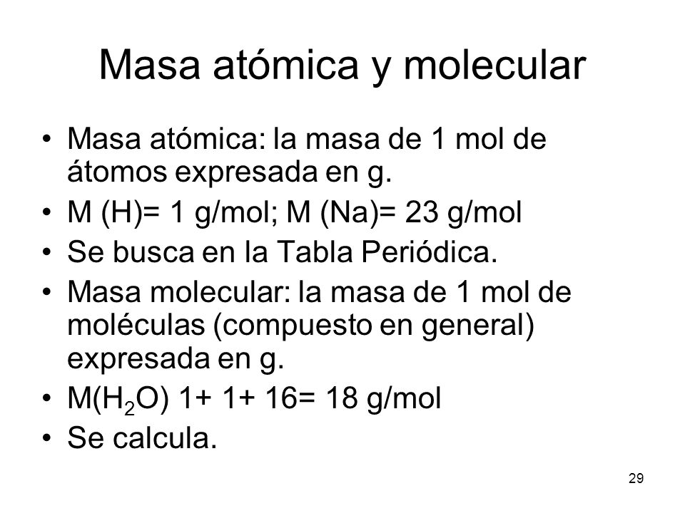 Masa atómica y molecular