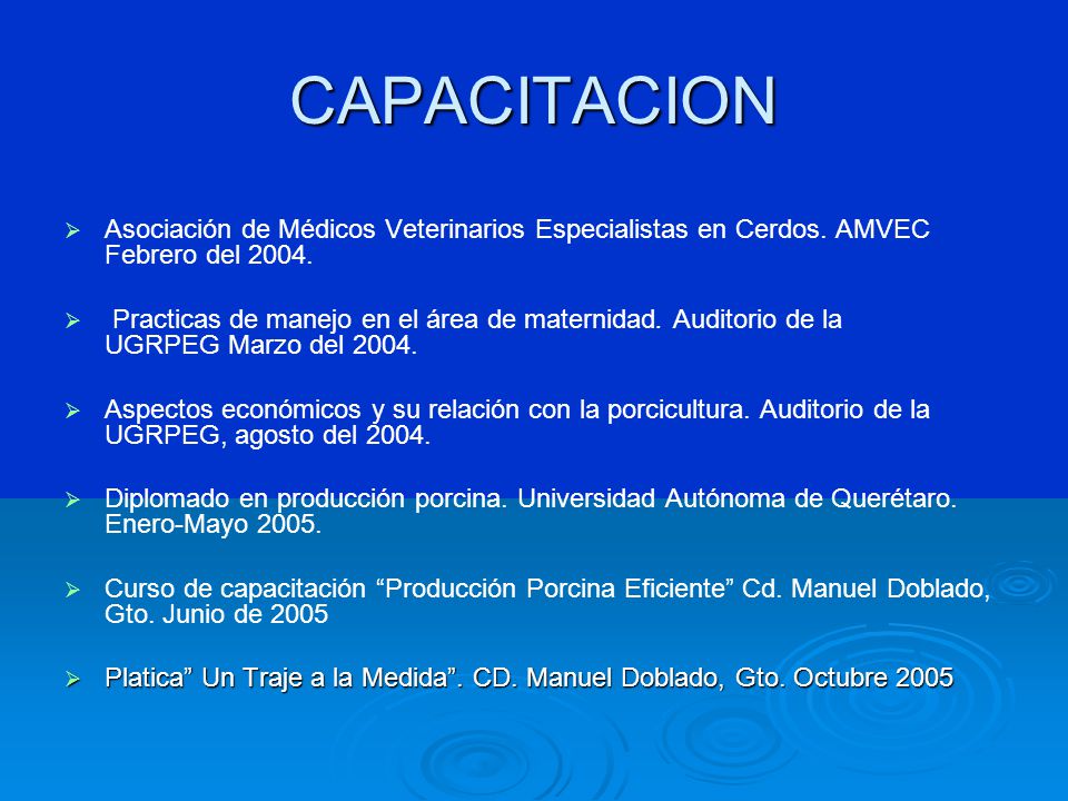CAPACITACION Asociación de Médicos Veterinarios Especialistas en Cerdos. AMVEC Febrero del