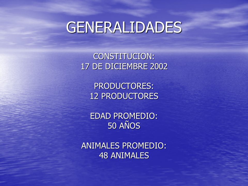 GENERALIDADES CONSTITUCION: 17 DE DICIEMBRE 2002 PRODUCTORES: