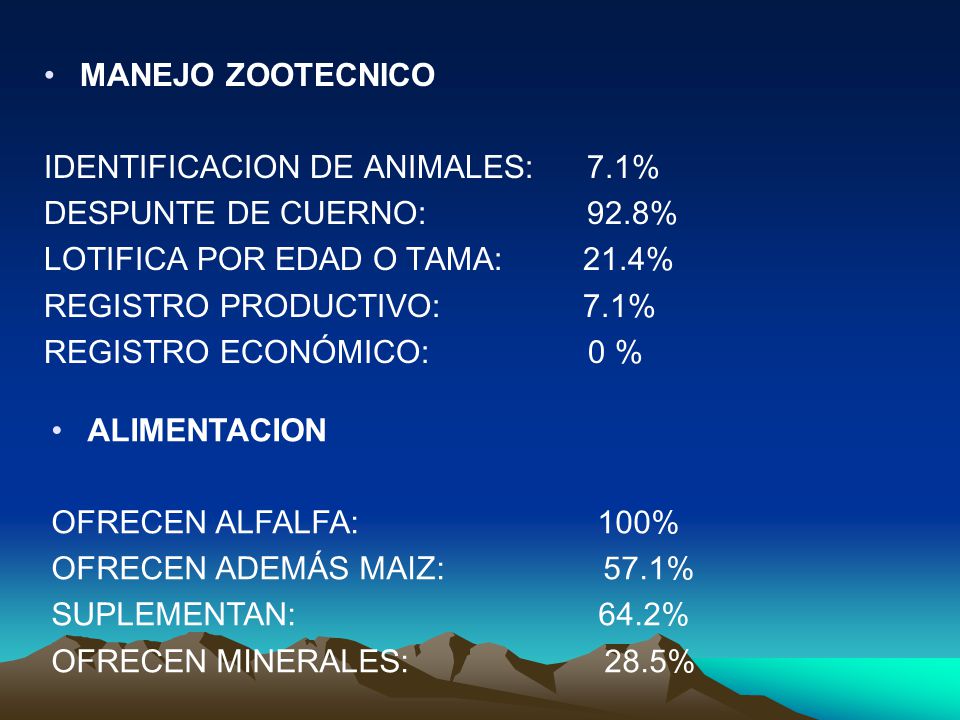 MANEJO ZOOTECNICO IDENTIFICACION DE ANIMALES: 7.1% DESPUNTE DE CUERNO: 92.8%