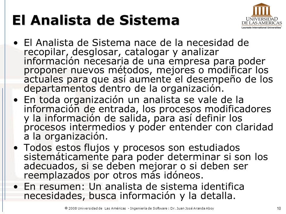 El Analista de Sistema