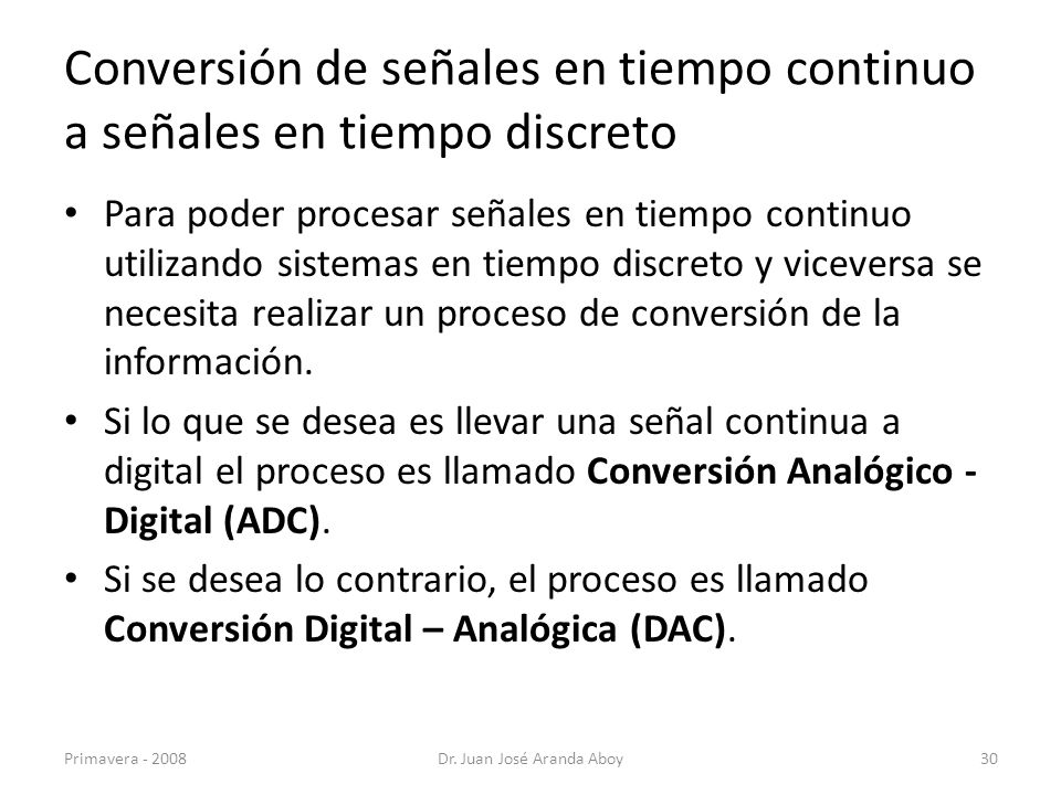 Conversión de señales en tiempo continuo a señales en tiempo discreto