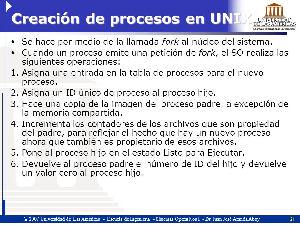 Creación de procesos en UNIX