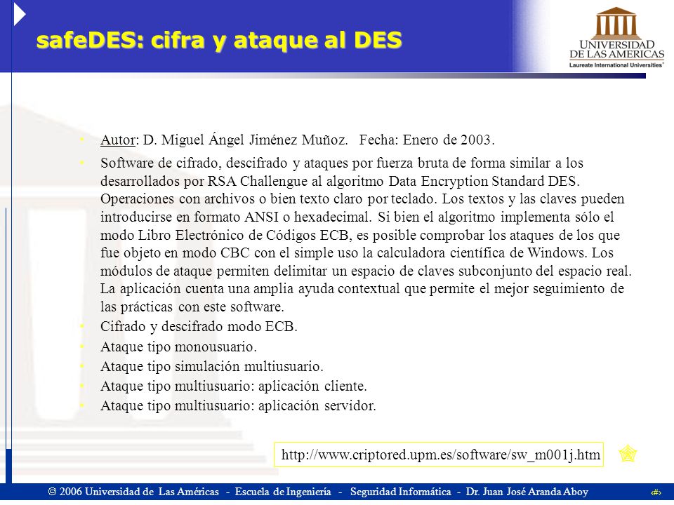 safeDES: cifra y ataque al DES