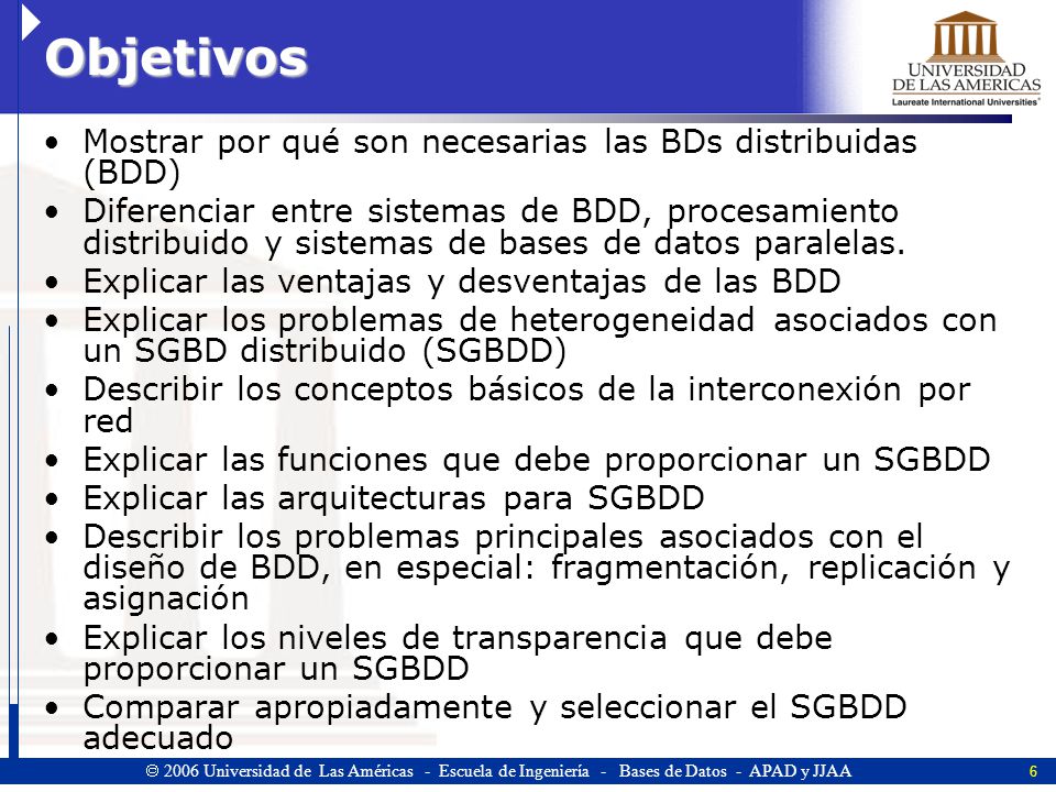 Objetivos Mostrar por qué son necesarias las BDs distribuidas (BDD)