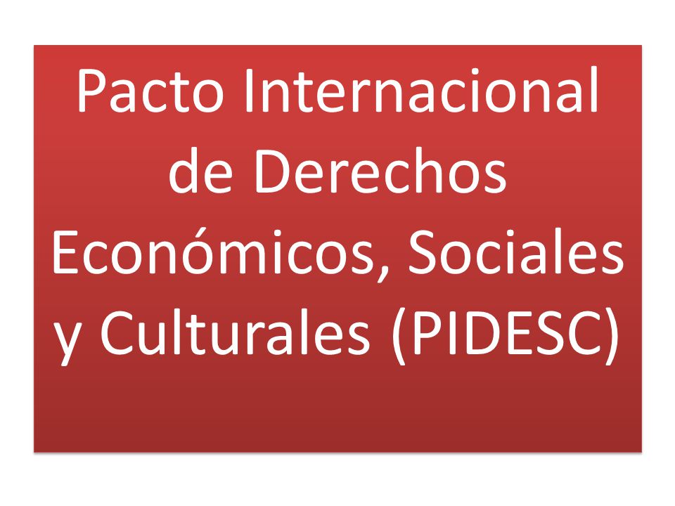 Pacto Internacional de Derechos Económicos, Sociales y Culturales (PIDESC)
