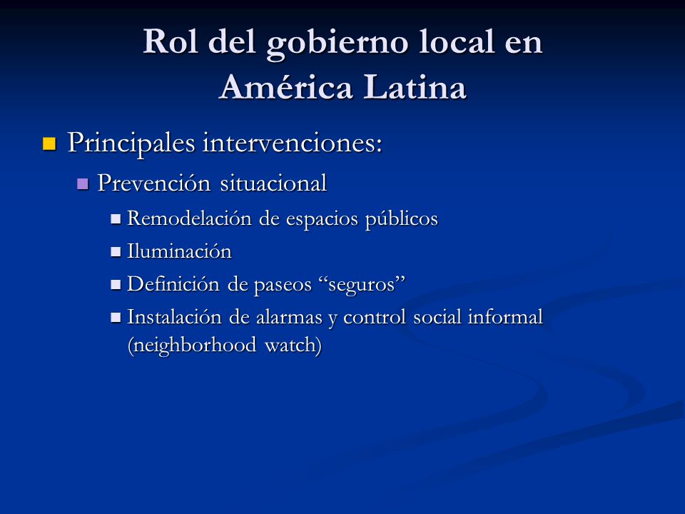 Rol del gobierno local en América Latina