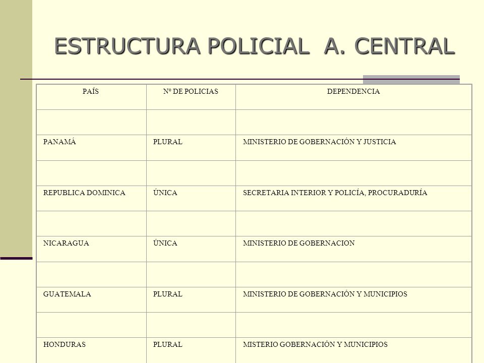 ESTRUCTURA POLICIAL A. CENTRAL