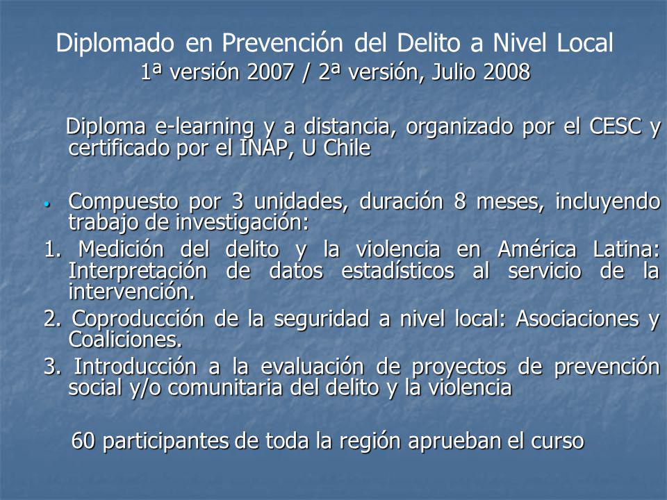 Diplomado en Prevención del Delito a Nivel Local 1ª versión 2007 / 2ª versión, Julio 2008